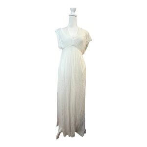 Ella Moss Small White Maxi Dress - Empire Waist Boho Summer Wedding Guest Dress